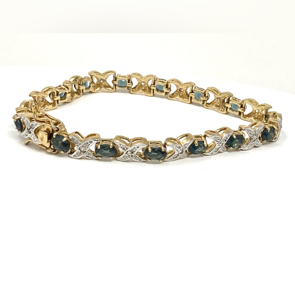 90’s Blue Sapphire XO Bracelet with Gold & Silver